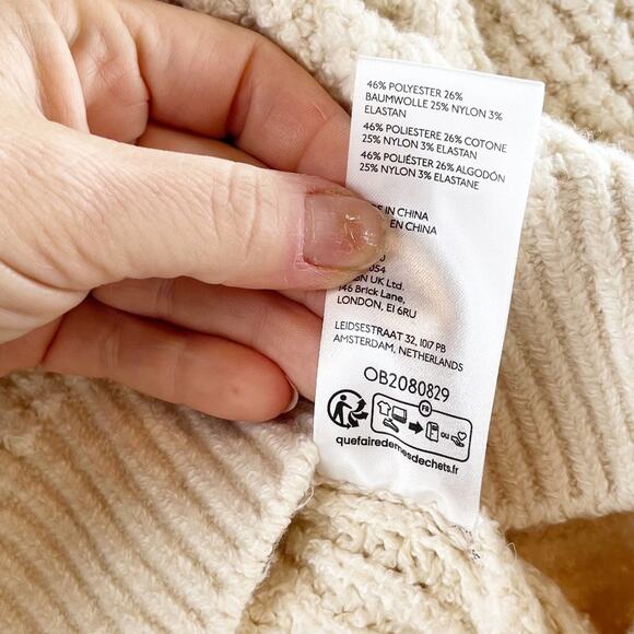 Anthropologie Tulle-Sleeve Pullover Knit Sweater Cream Medium - Picture 6 of 6